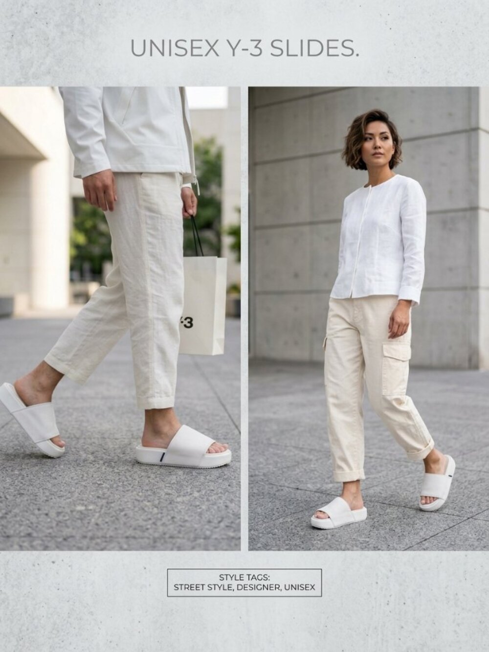 adidas Y-3 Yohji Yamamoto White Platform Slides Unisex